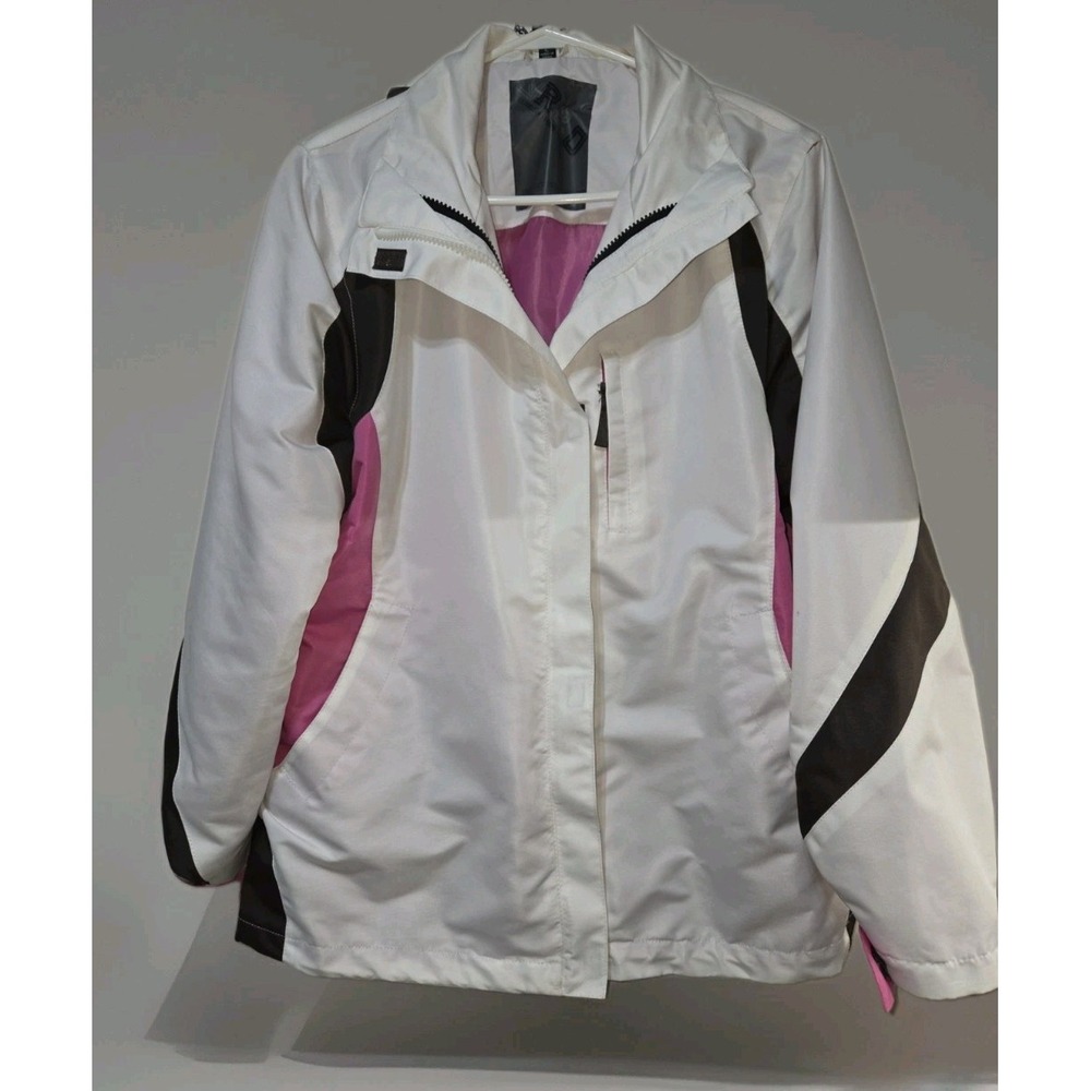 Vintage Coat Retro 80s.  R.O.C.  Womans Large  Pink White Y2K Preppy Outerwear